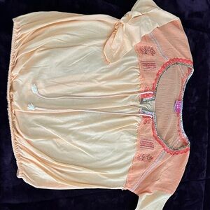 Free People Coral Embroidered Top